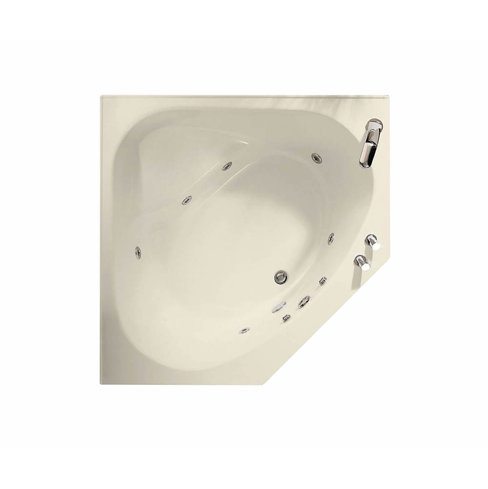 Maax Tandem 5454 Acrylic Corner Center Drain Aeroeffect Bathtub in Bone