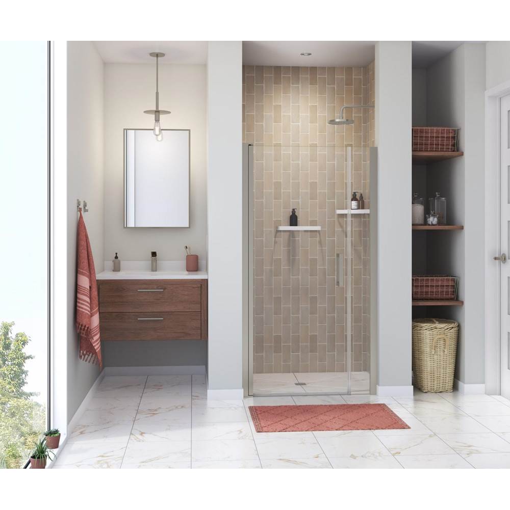 Maax Manhattan 35-37 x 68 in. 6 mm Pivot Shower Door for Alcove Installation with Clear glass & Square Handle in Brushed Nickel