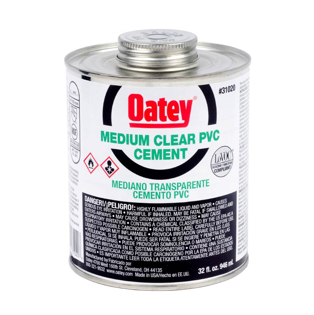 Oatey 32 Oz Pvc Medium Clear Cement