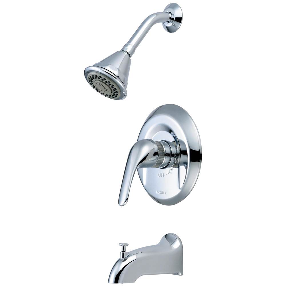 Pioneer Tub and Shower Trim Set-Legacy Lever Handle Combo Diverter Spout Four Func Shower-CP