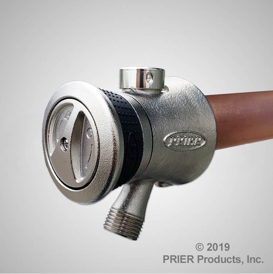 Prier Products P-118L 4'' Single Handle Hot And Cold Mixing Hydrant, Satin Nickel; 1/2'' Plain Copper Ends