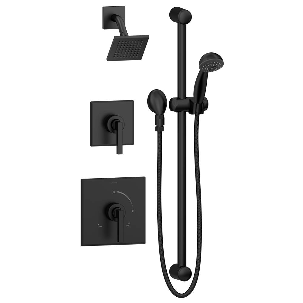 Symmons Duro 2-Handle 1-Spray Shower Trim with 1-Spray Hand Shower in Matte Black (Valves Not Included)