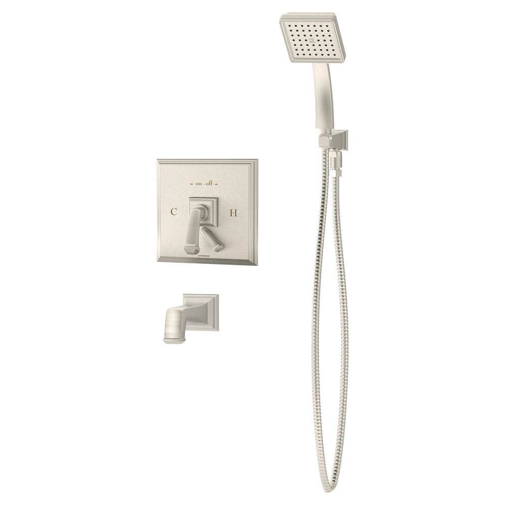 Symmons Oxford Single Handle 1-Spray Tub and Hand Shower Trim in Satin Nickel - 1.5 GPM (Valve Not Included)