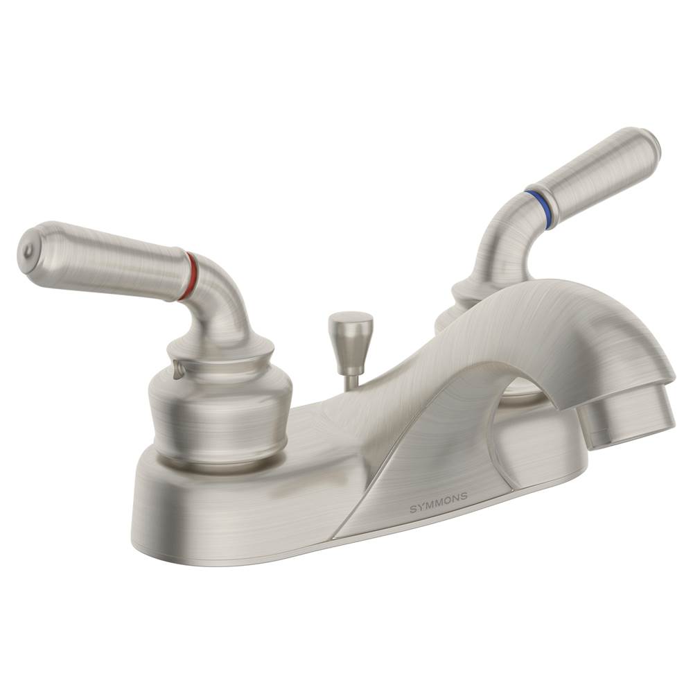 Symmons Origins 4 in. Centerset 2-Handle Bathroom Faucet with Drain Assembly in Satin Nickel (1.0 GPM)