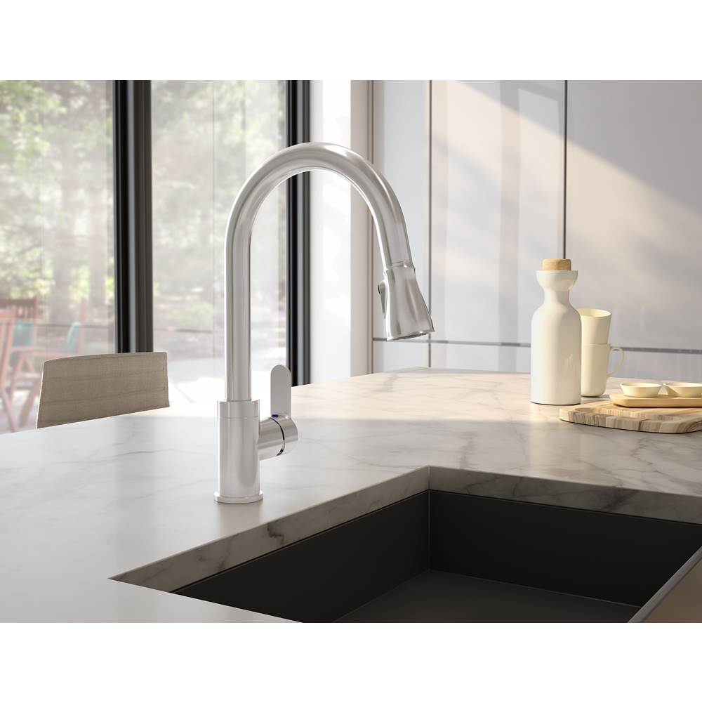Symmons Identity Single-Handle Pull-Down Sprayer Kitchen Faucet in Stainless Steel (1.5 GPM)