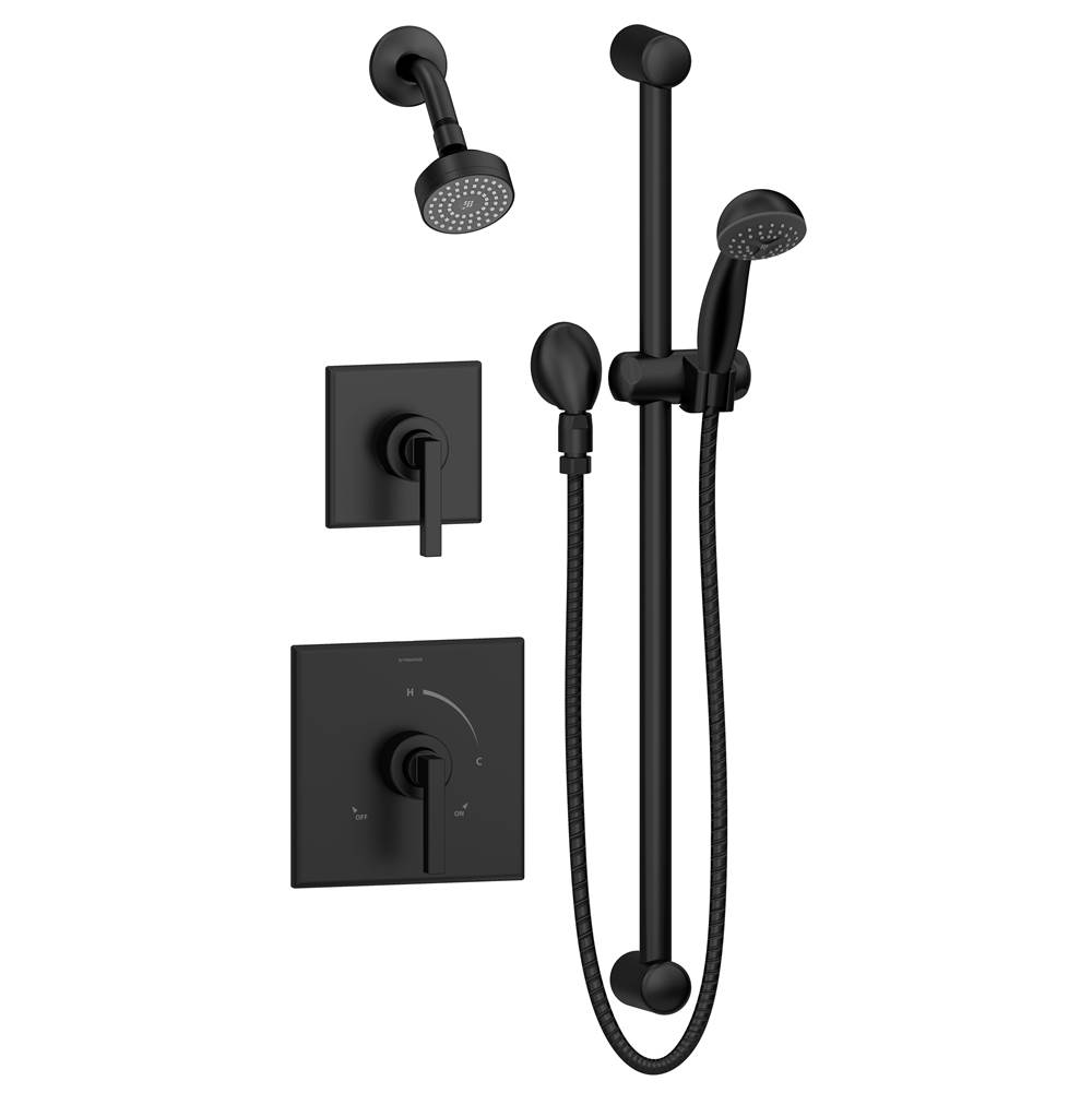 Symmons Duro 2-Handle 1-Spray Shower Trim with 1-Spray Hand Shower in Matte Black (Valves Not Included)