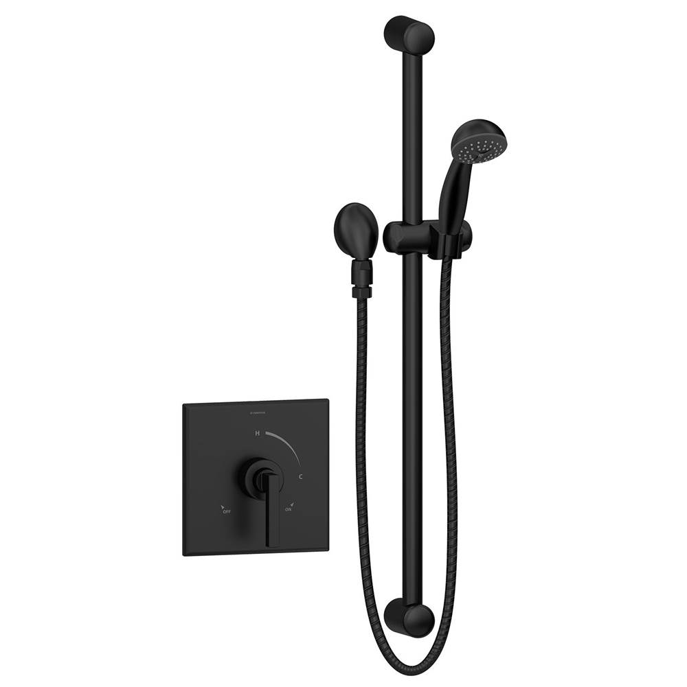Symmons Duro Single Handle 1-Spray Hand Shower Trim in Polished Chrome in Matte Black - 1.5 GPM (Valve Not Included)