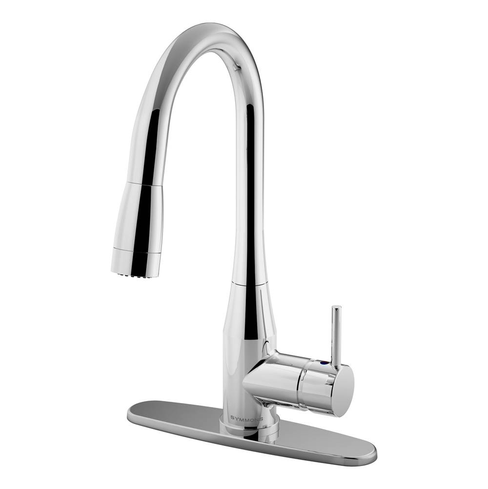 Symmons Sereno Single-Handle Pull-Down Sprayer Kitchen Faucet with Deck Plate in Polished Chrome (1.0 GPM)