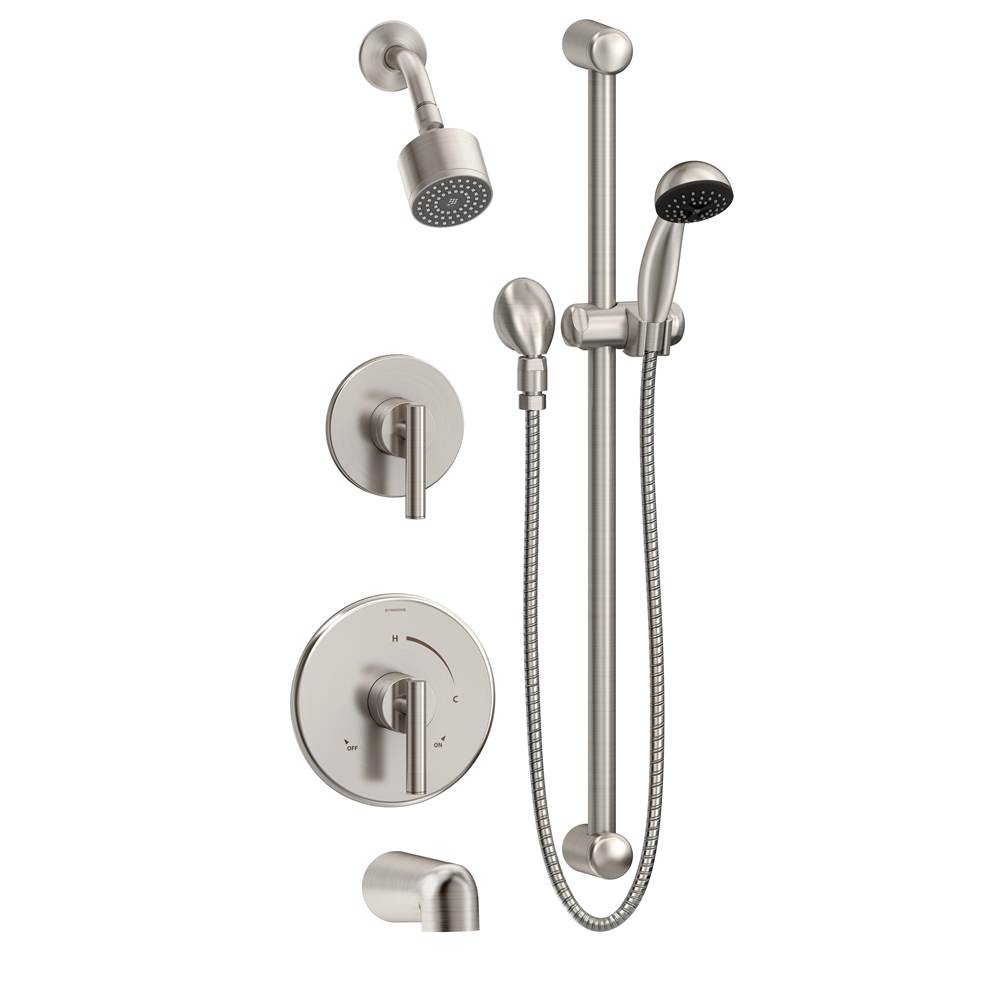 Symmons Dia 2-Handle Tub and 1-Spray Shower Trim with 1-Spray Hand Shower in Satin Nickel (Valves Not Included)