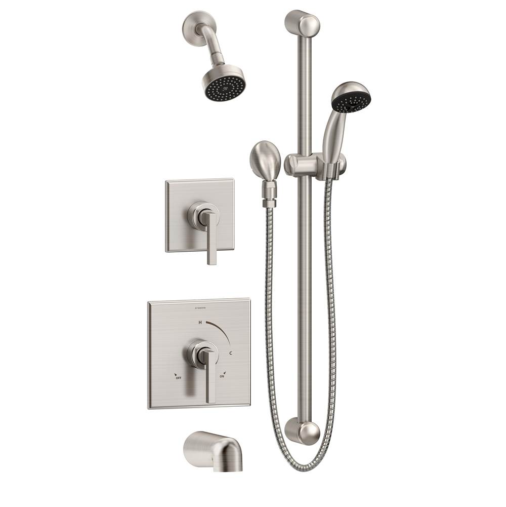 Symmons Duro 2-Handle Tub and 1-Spray Shower Trim with 1-Spray Hand Shower in Satin Nickel (Valves Not Included)