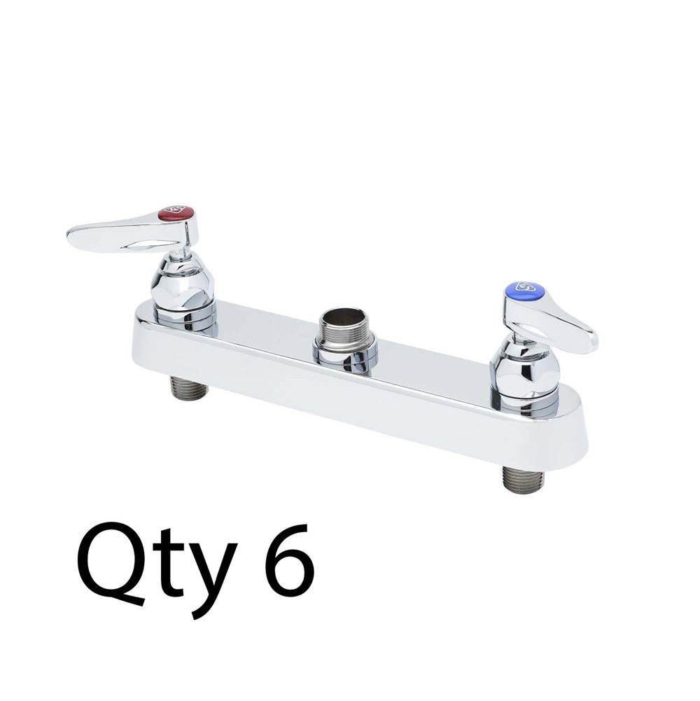 T&S Brass Workboard Faucet, Deck Mount, 8'' Centers, Lever Handles, Less Nozzle (Qty. 6)