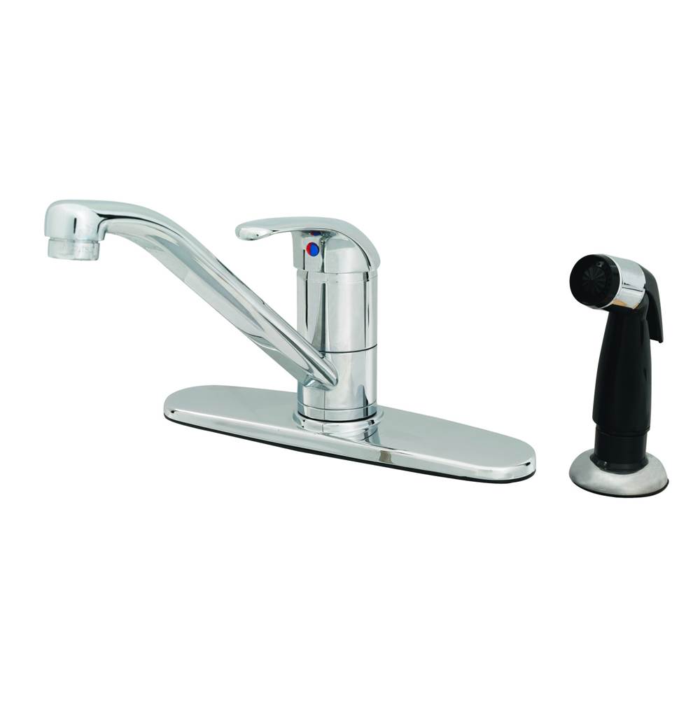 T&S Brass Single Lever Faucet, 48'' Sidespray, 9'' Spout, Swivel Base, Flex Supplies, 10'' Deckplate