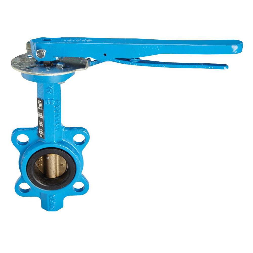 Watts 4 In Domestic Butterfly Valve, Wafer, Ductile Iron Body, Aluminum Bronze Disc, 416 Ss Shaft, Epdm Seat, Lever Handle