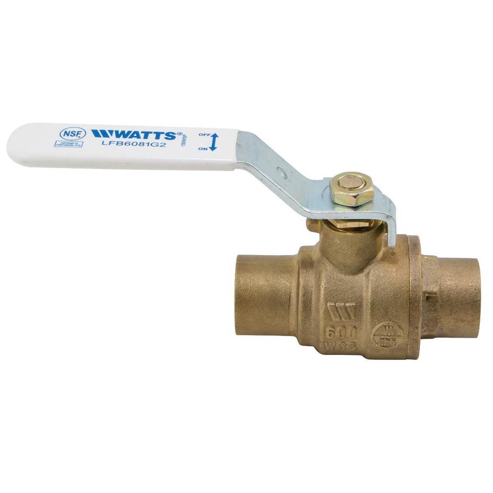 Watts 3/4 IN 2-Piece Full Port Lead Free Bronze Ball Valve, Solder End Connections