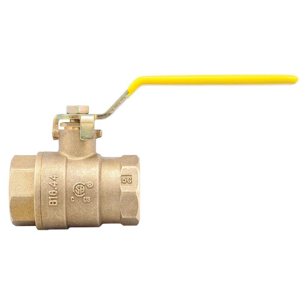 Watts 2 In Lead Free Brass 2-Piece Full Port Ball Valve with Threaded End Connection and Chrome Plated Brass Ball