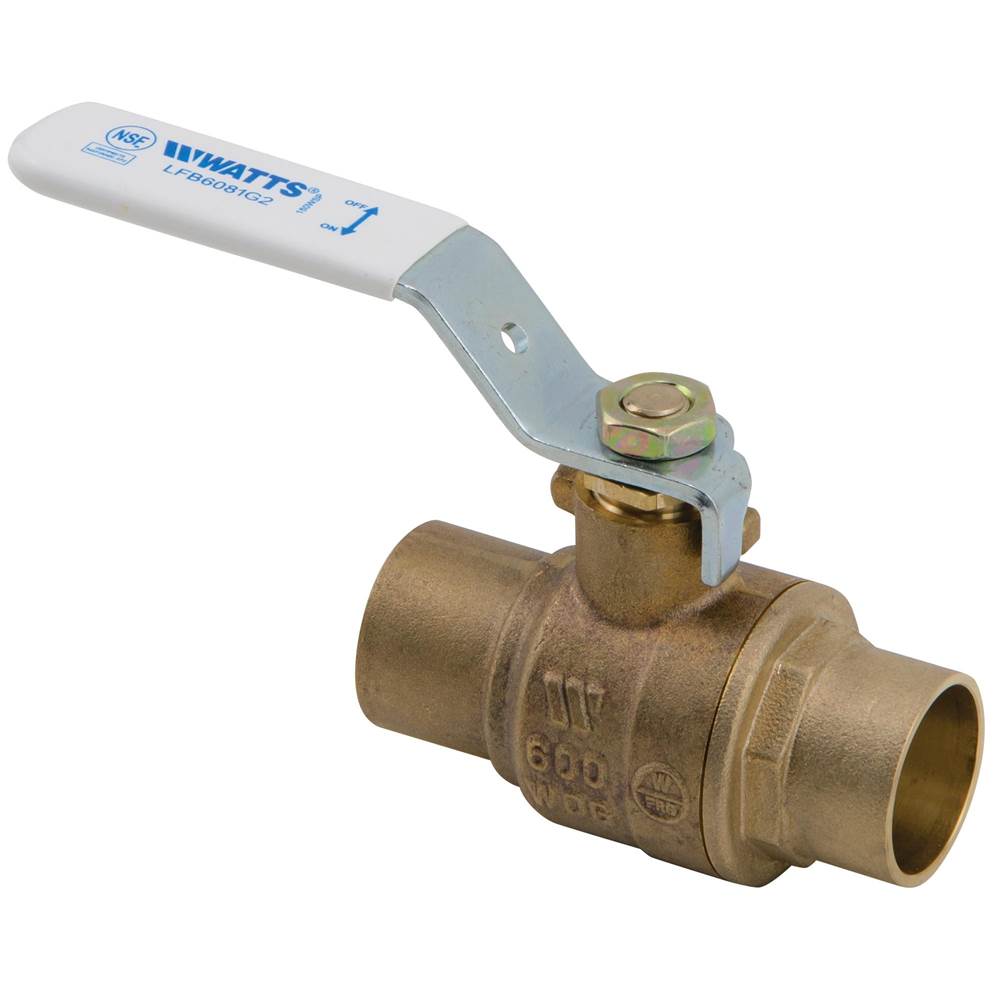 Watts 1 1/4 IN 2-Piece Full Port Lead Free Bronze Ball Valve, Solder End Connections